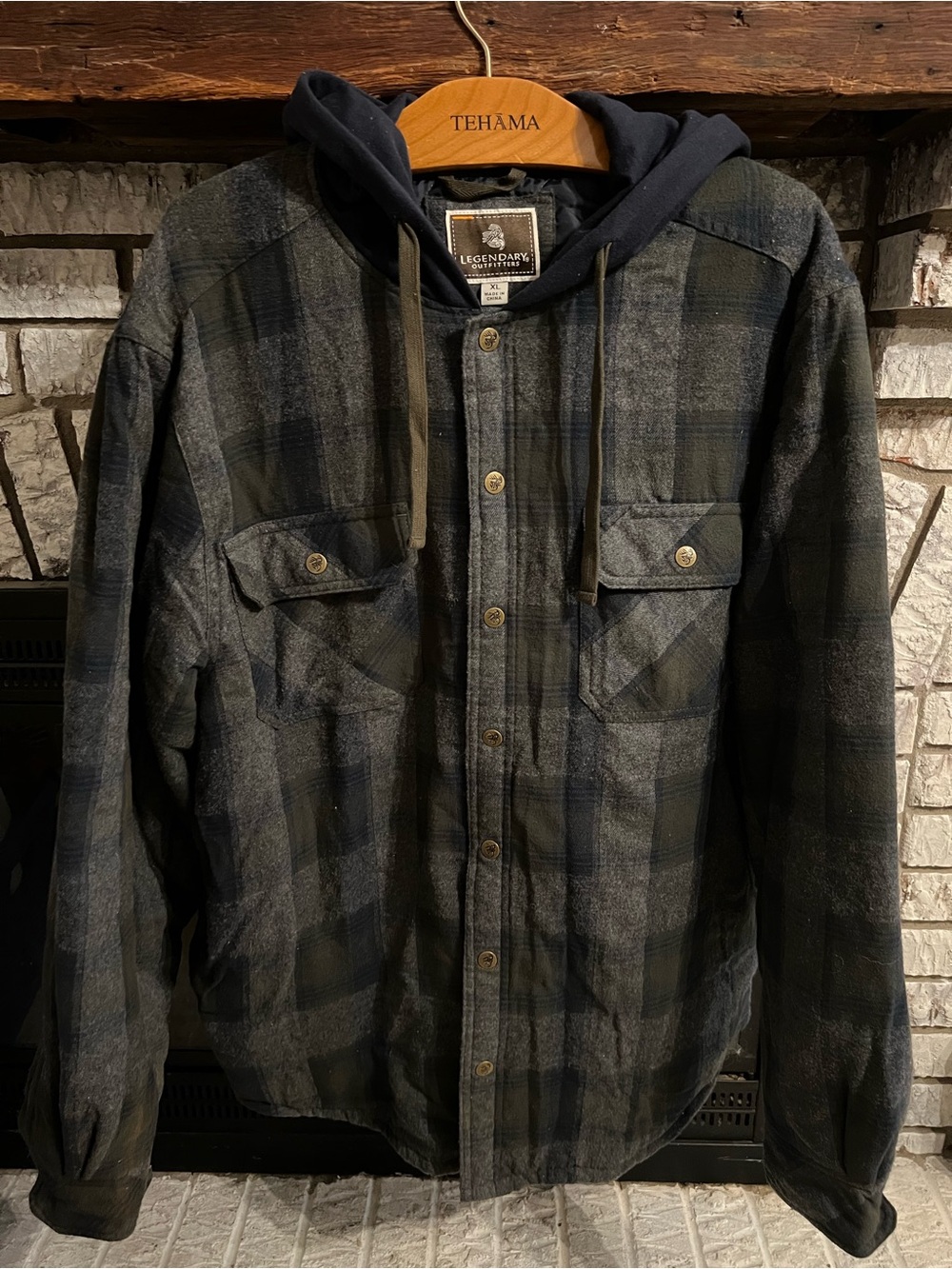 Legendary Whitetails Hooded Plaid Shirt Jacket - Black, Gray